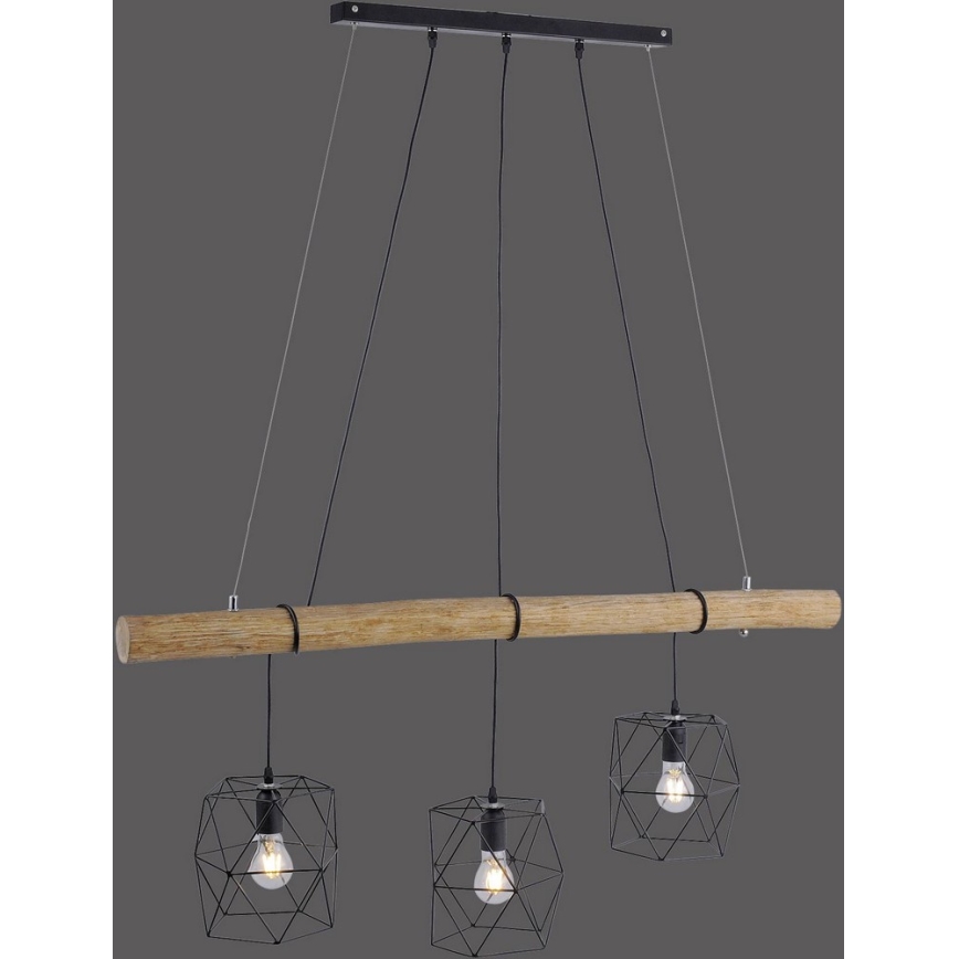 Leuchten Direkt 15503-18 - Підвісна люстра EDGAR 3xE27/60W/230V евкаліпт