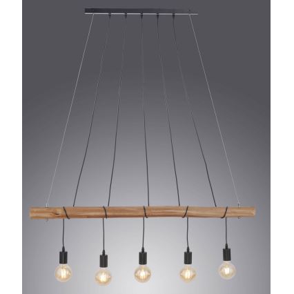 Leuchten Direkt 15515-18 - Подвесная люстра DAMIAN 5xE27/60W/230V эвкалипт