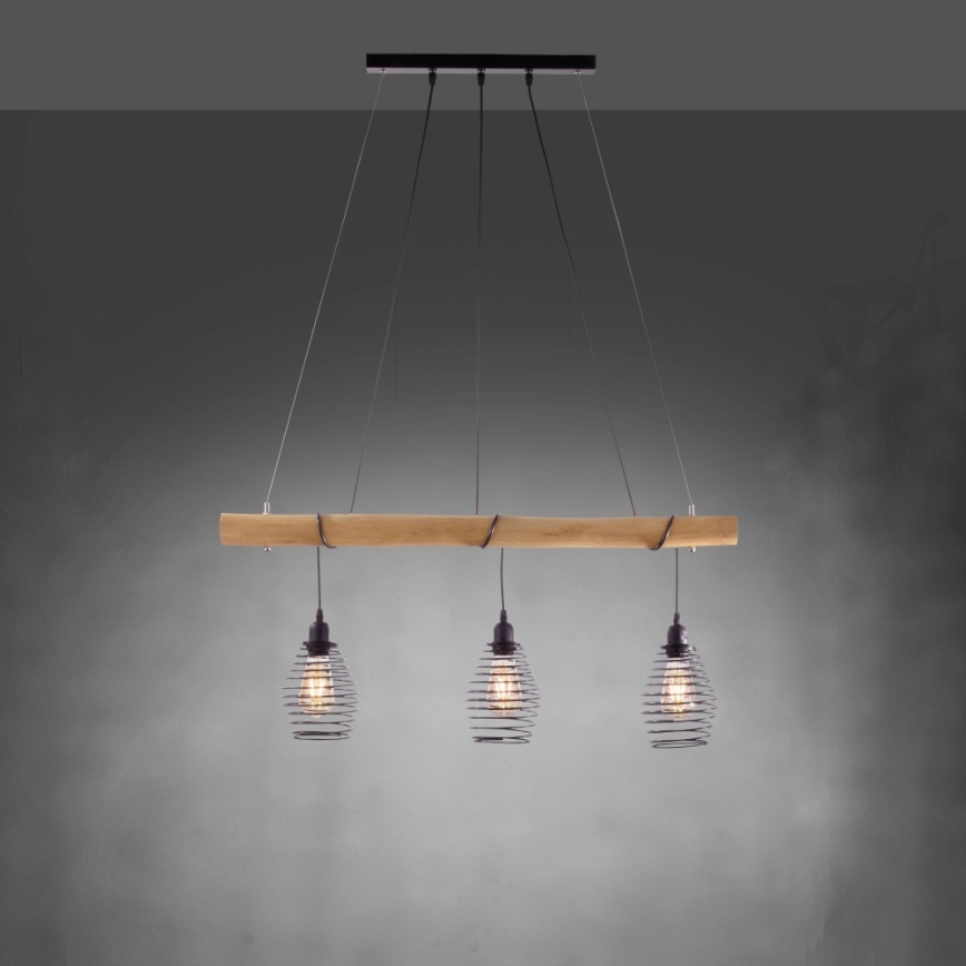 Leuchten Direkt 15526-79 - Подвесная люстра SPRING 3xE27/40W/230V эвкалипт