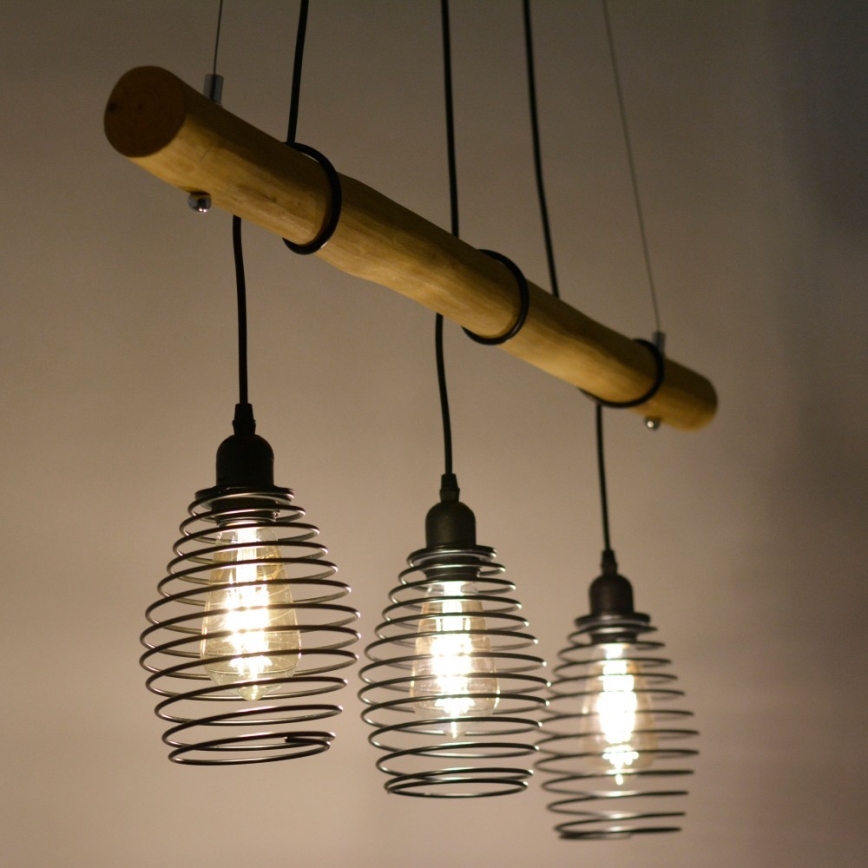 Leuchten Direkt 15526-79 - Подвесная люстра SPRING 3xE27/40W/230V эвкалипт