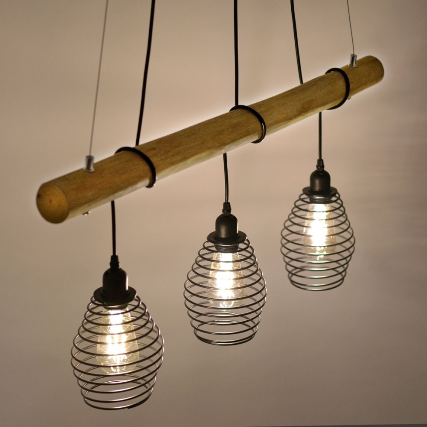Leuchten Direkt 15526-79 - Подвесная люстра SPRING 3xE27/40W/230V эвкалипт