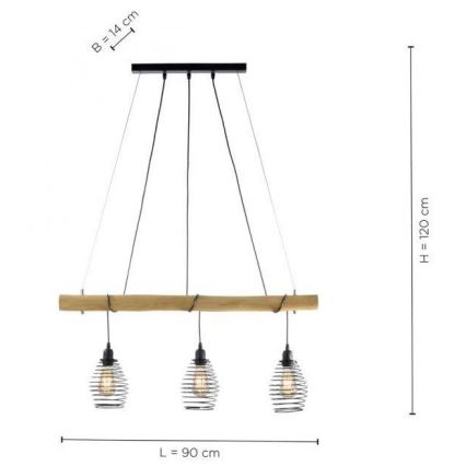 Leuchten Direkt 15526-79 - Подвесная люстра SPRING 3xE27/40W/230V эвкалипт