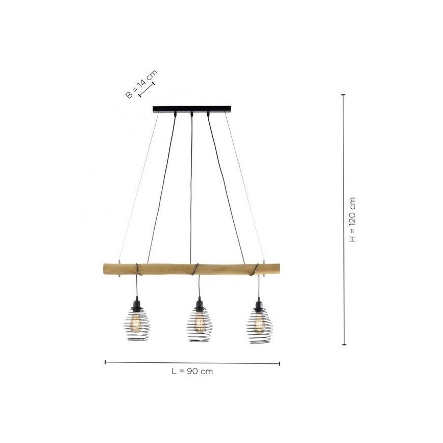 Leuchten Direkt 15526-79 - Подвесная люстра SPRING 3xE27/40W/230V эвкалипт