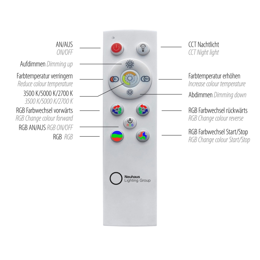 Leuchten Direkt 15556-18 - Стельовий RGBW-світильник з регулюванням яскравості GALACTICA LED/32W/230V 2700-5000K + пульт дистанційного керування