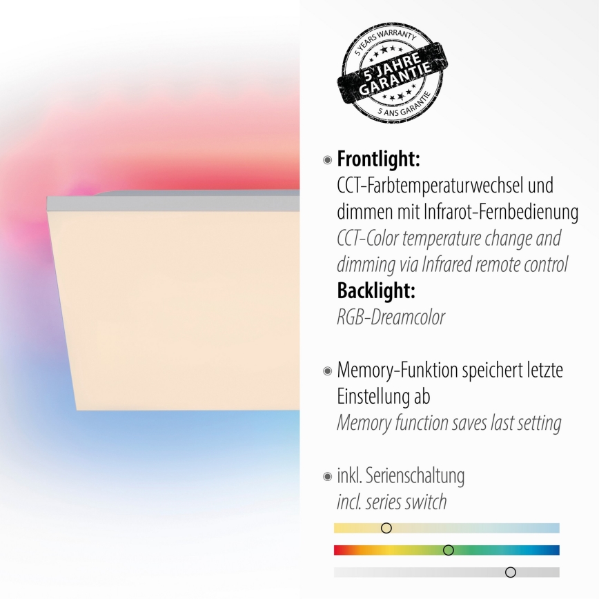 Leuchten Direkt 15561-16 - Светодиодный потолочный RGB-светильник с регулированием яркости CONRAD LED/27W/230V + дистанционное управление