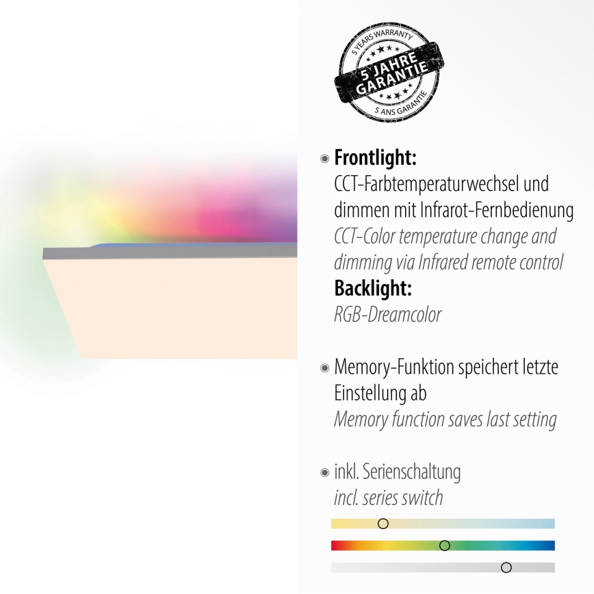 Leuchten Direkt 15562-16 - Светодиодный потолочный RGB-светильник с регулированием яркости CONRAD LED/35W/230V + дистанционное управление