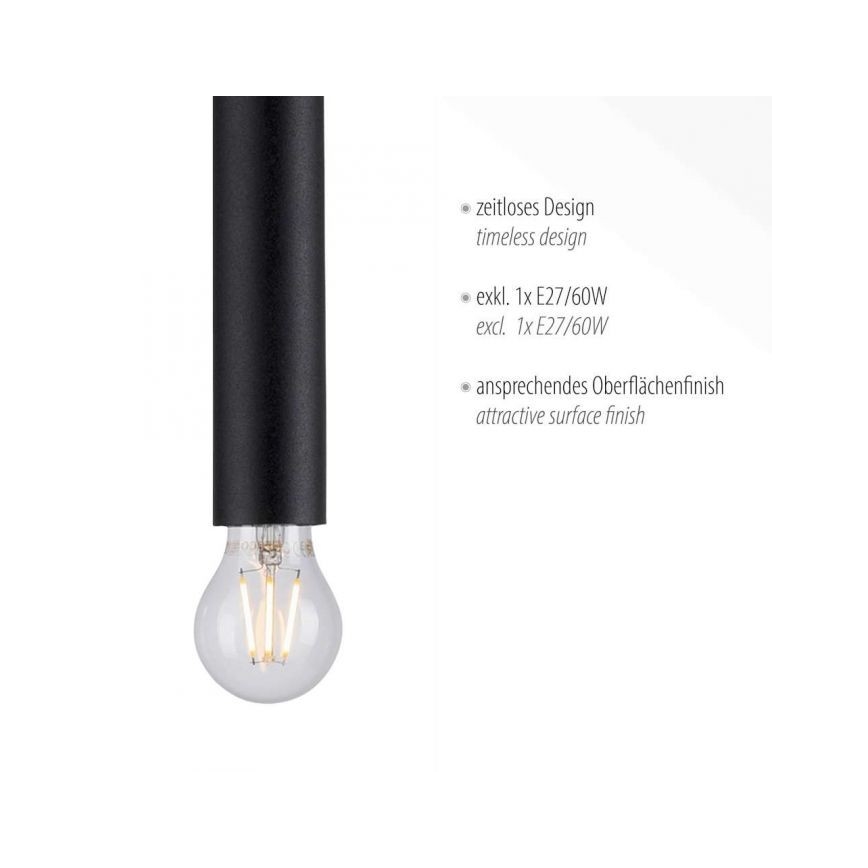 Leuchten Direkt 15617-18 - Подвесная люстра BRUNA 1xE27/60W/230V черная
