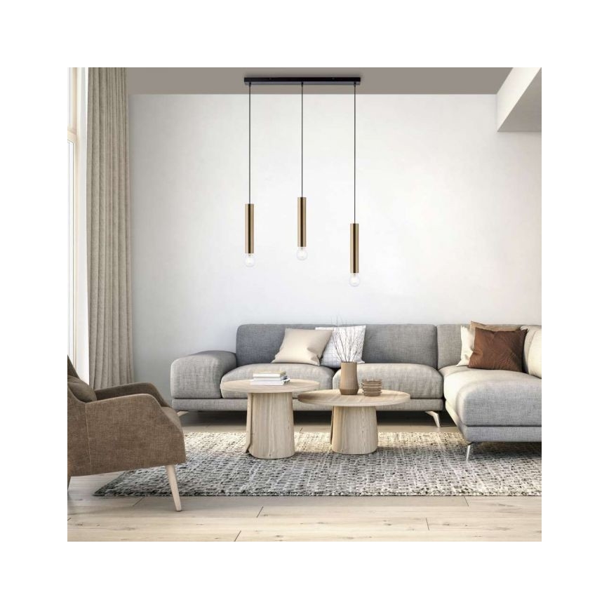 Leuchten Direkt 15618-60 - Подвесная люстра BRUNA 3xE27/60W/230V латунь