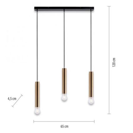 Leuchten Direkt 15618-60 - Подвесная люстра BRUNA 3xE27/60W/230V латунь