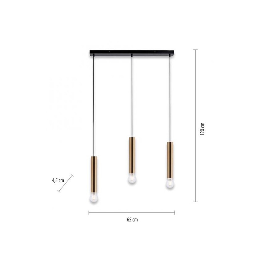 Leuchten Direkt 15618-60 - Подвесная люстра BRUNA 3xE27/60W/230V латунь