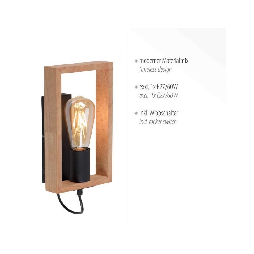 Leuchten Direkt 15654-18 - Настінний світильник FRANKY 1xE27/60W/230V акація