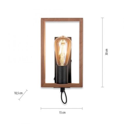 Leuchten Direkt 15654-18 - Настінний світильник FRANKY 1xE27/60W/230V акація