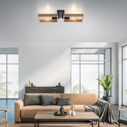 Leuchten Direkt 15657-18 - Пристельова люстра FRANKY 2xE27/60W/230V акація