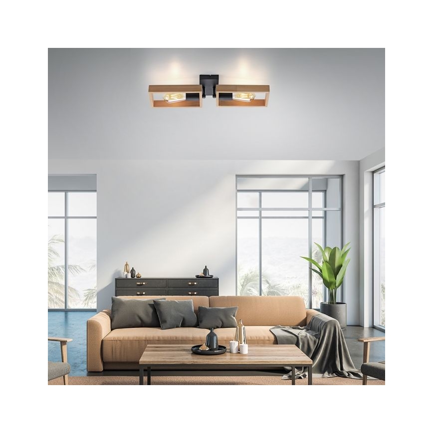 Leuchten Direkt 15657-18 - Пристельова люстра FRANKY 2xE27/60W/230V акація