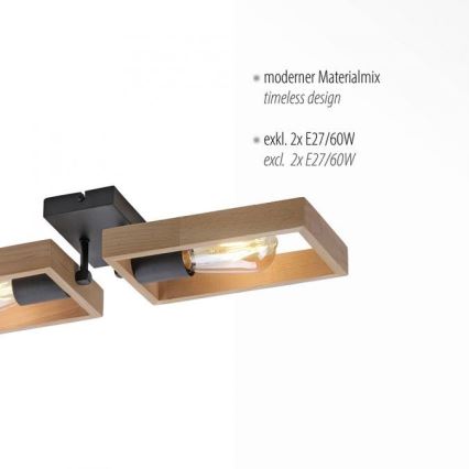 Leuchten Direkt 15657-18 - Пристельова люстра FRANKY 2xE27/60W/230V акація