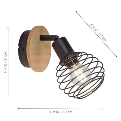 Leuchten Direkt 15921-79 - Настенный точечный светильник EUGEN 1xE14/40W/230V дуб