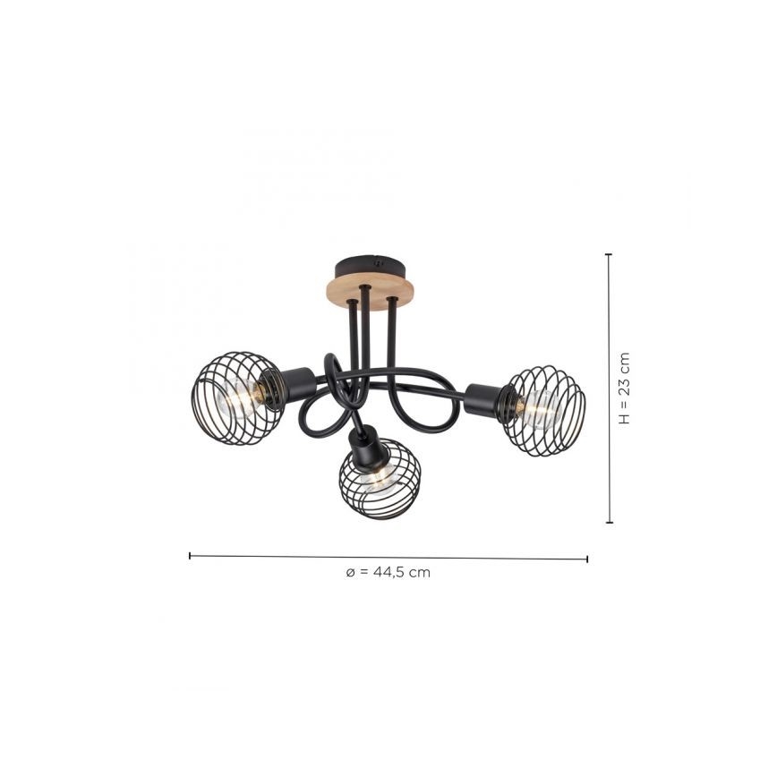 Leuchten Direkt 15923-79 - Припотолочная люстра EUGEN 3xE14/40W/230V дуб