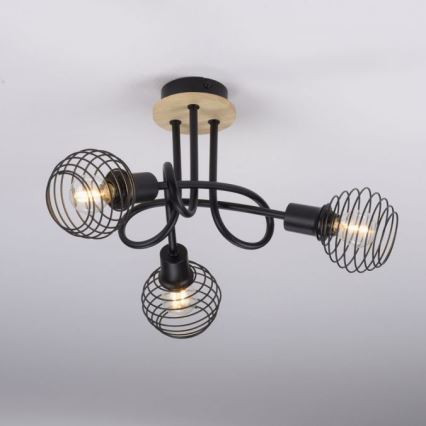 Leuchten Direkt 15923-79 - Пристельова люстра EUGEN 3xE14/40W/230V дуб