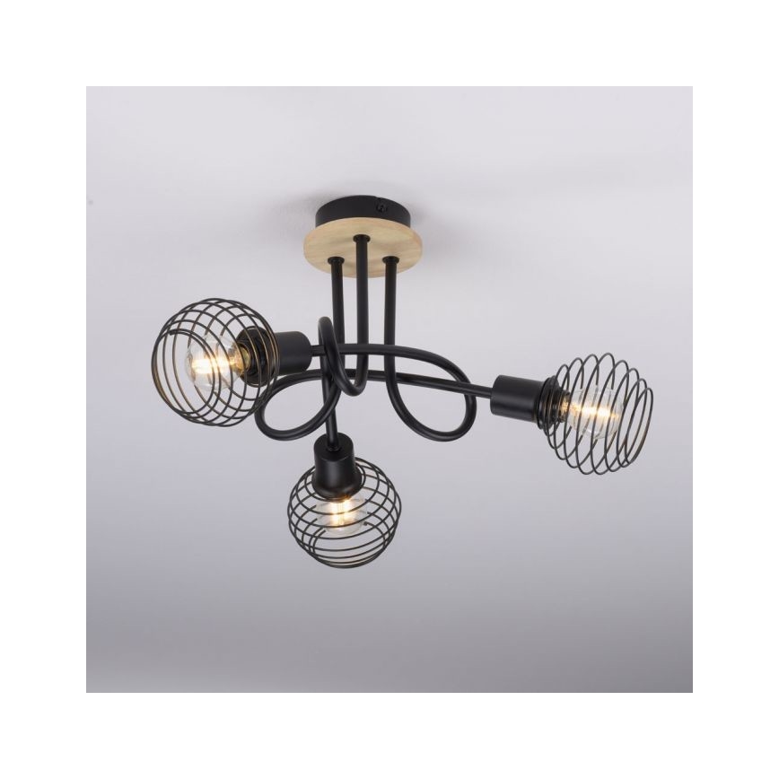 Leuchten Direkt 15923-79 - Пристельова люстра EUGEN 3xE14/40W/230V дуб