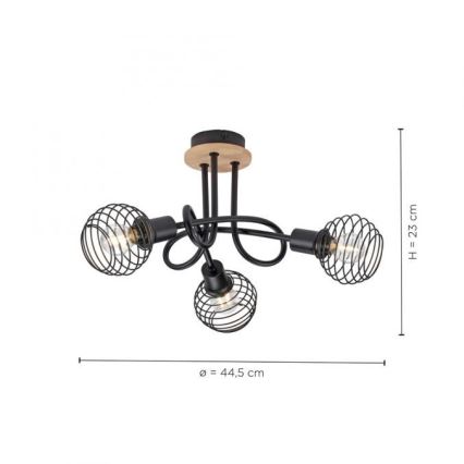 Leuchten Direkt 15923-79 - Пристельова люстра EUGEN 3xE14/40W/230V дуб