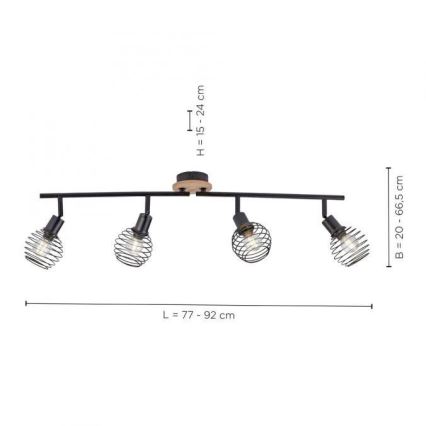 Leuchten Direkt 15924-79 - Точечный светильник EUGEN 4xE14/40W/230V дуб