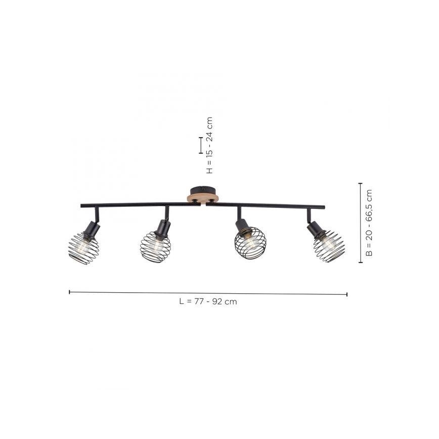 Leuchten Direkt 15924-79 - Точечный светильник EUGEN 4xE14/40W/230V дуб