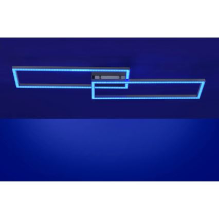 Leuchten Direkt 16430-55 - LED RGBW диммируемый потолочный светильник MAXI 2xLED/18Вт/230В 2700–5000 К матовый хром + пульт дистанционного управления