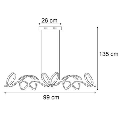 Leuchten Direkt 19033-21 - Підвісна LED люстра з регулюванням яскравості CURLS LED/40,8W/230V