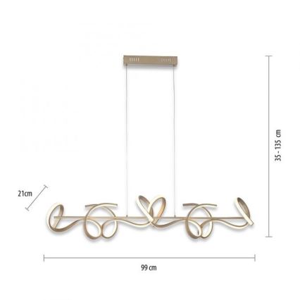 Leuchten Direkt 19033-60 - Підвісна LED люстра з регулюванням яскравості CURLS LED/40,8W/230V