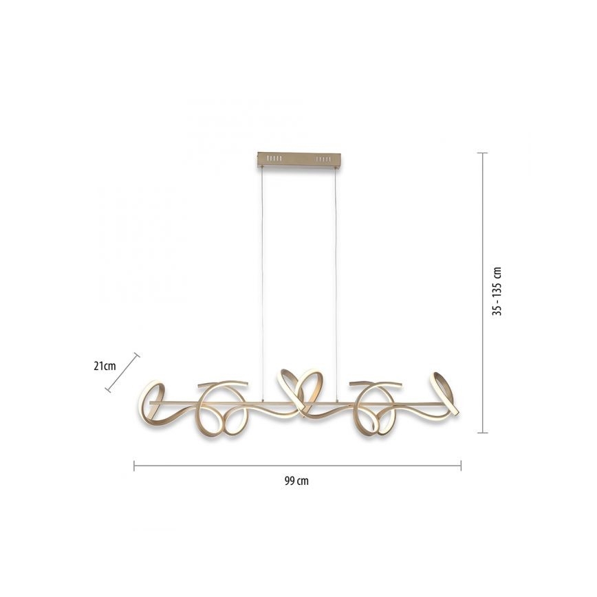 Leuchten Direkt 19033-60 - Підвісна LED люстра з регулюванням яскравості CURLS LED/40,8W/230V