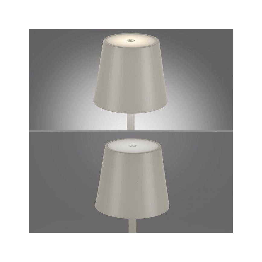 Leuchten Direkt 19250-40 - LED Вулична акумуляторна настiльна лампа з регулюванням яскравостi EURIA LED/3W/5V 2600 mAh IP54 сірий