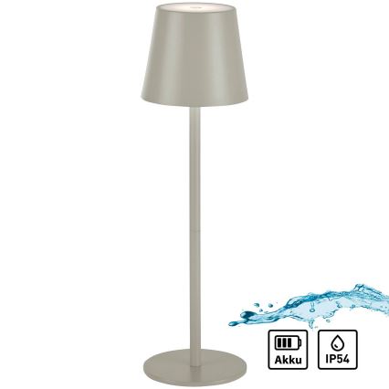 Leuchten Direkt 19250-40 - LED Вулична акумуляторна настiльна лампа з регулюванням яскравостi EURIA LED/3W/5V 2600 mAh IP54 сірий