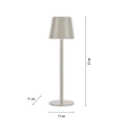 Leuchten Direkt 19250-40 - LED Вулична акумуляторна настiльна лампа з регулюванням яскравостi EURIA LED/3W/5V 2600 mAh IP54 сірий
