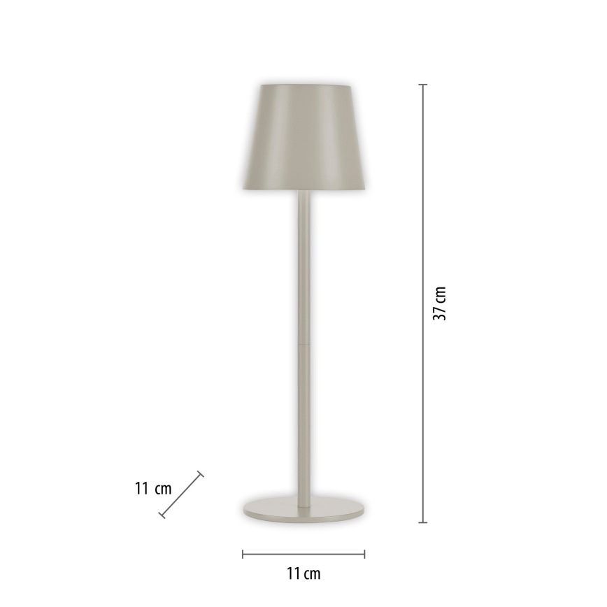 Leuchten Direkt 19250-40 - LED Вулична акумуляторна настiльна лампа з регулюванням яскравостi EURIA LED/3W/5V 2600 mAh IP54 сірий