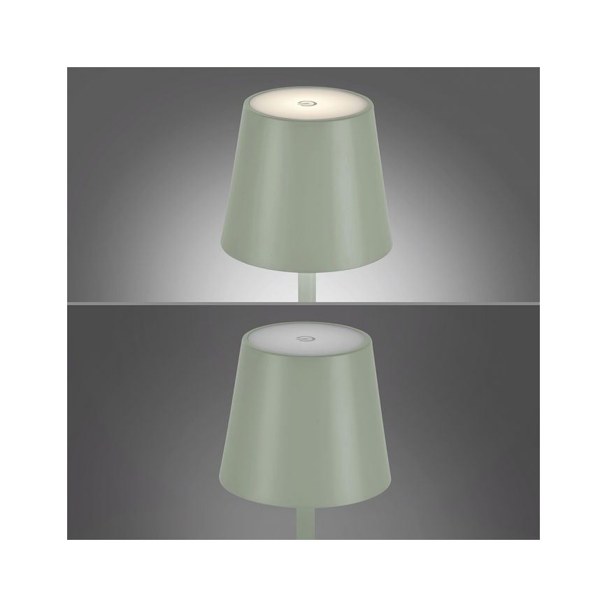 Leuchten Direkt 19250-43 - LED Вулична акумуляторна настiльна лампа з регулюванням яскравостi EURIA LED/3W/5V IP54 зелений