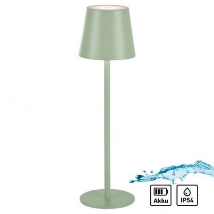 Leuchten Direkt 19250-43 - LED Вулична акумуляторна настiльна лампа з регулюванням яскравостi EURIA LED/3W/5V IP54 зелений