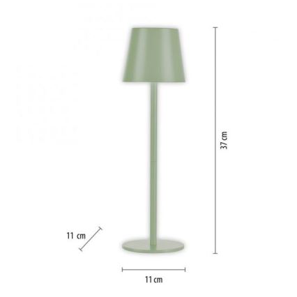 Leuchten Direkt 19250-43 - LED Вулична акумуляторна настiльна лампа з регулюванням яскравостi EURIA LED/3W/5V IP54 зелений