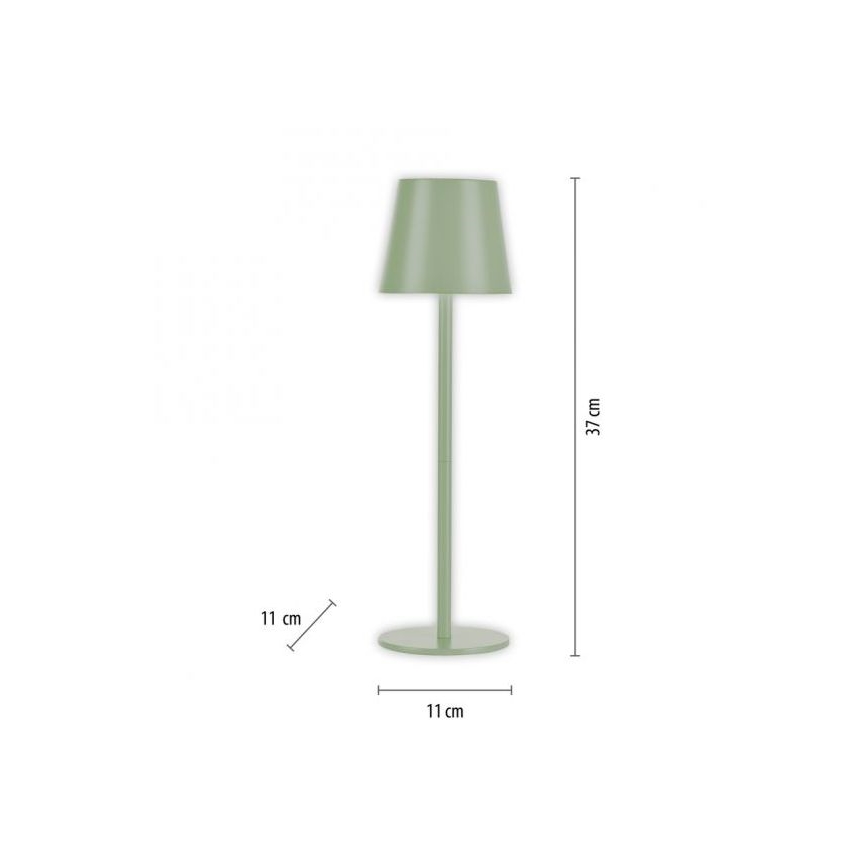 Leuchten Direkt 19250-43 - LED Вулична акумуляторна настiльна лампа з регулюванням яскравостi EURIA LED/3W/5V IP54 зелений
