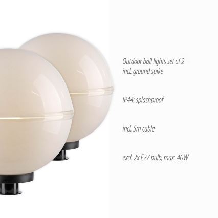 Leuchten Direkt 19324-16-2 - НАБІР 2x Вулична лампа 1xE27/40W/230V діаметр 40 см IP44