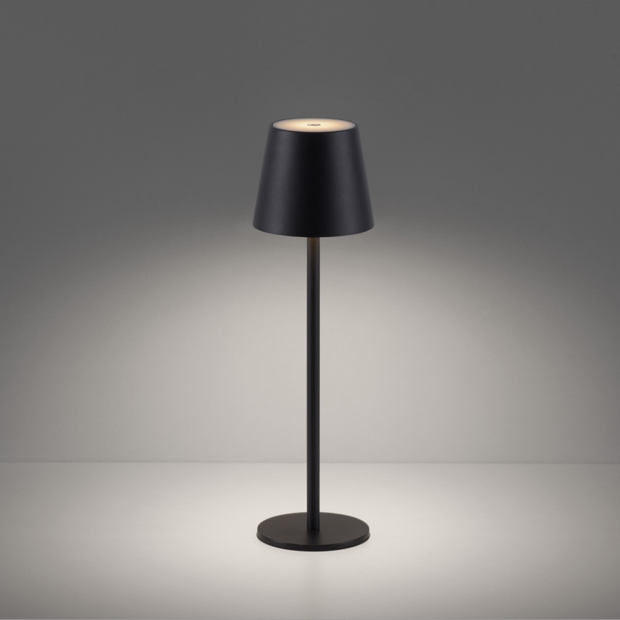 Leuchten Direkt 19250-18 - LED Вулична акумуляторна настiльна лампа з регулюванням яскравостi EURIA LED/3W/5V 2600 mAh IP54 чорний