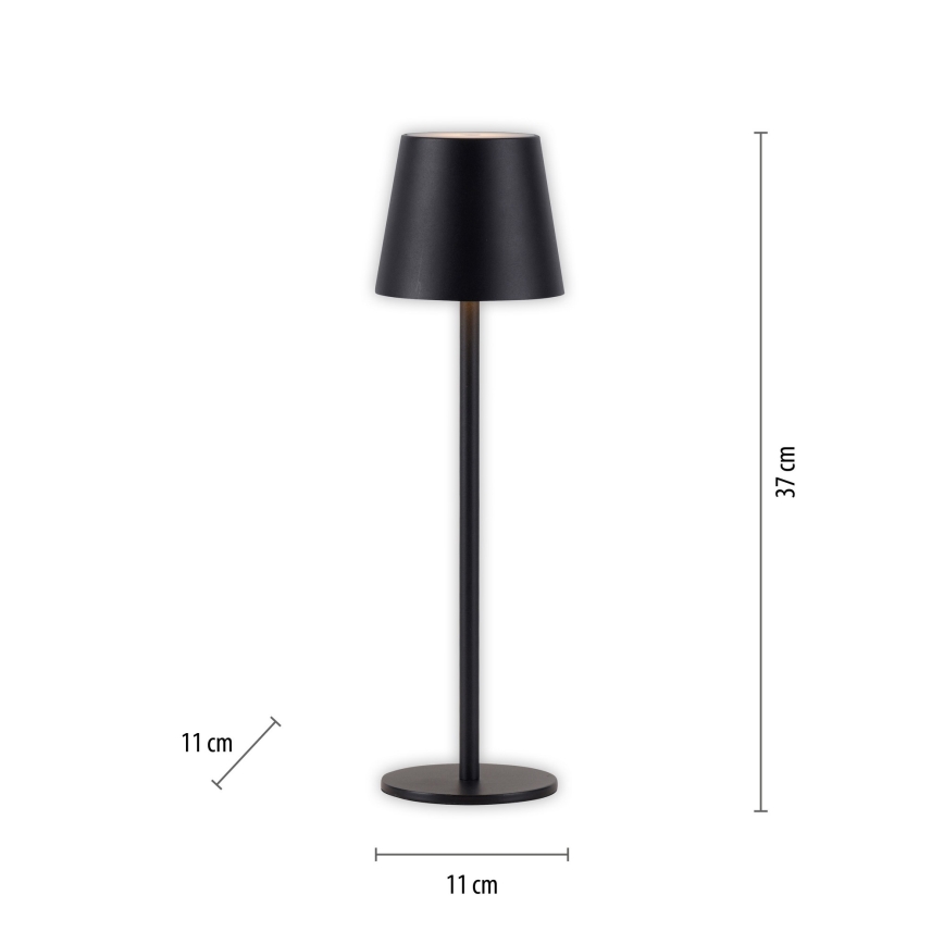 Leuchten Direkt 19250-18 - LED Вулична акумуляторна настiльна лампа з регулюванням яскравостi EURIA LED/3W/5V 2600 mAh IP54 чорний