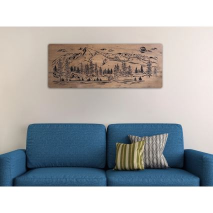 Li-Go 23521/OVL/DUB3 - LED диммируемое настенное декоративное панно LED/10W/5V 30000 mAh 130x50 см дуб/Шале в горах