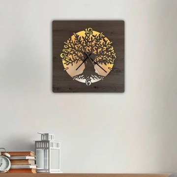 Li-Go 23537/DUB2 - Регульовані LED-годинники LED/10W/5V 20000 mAh 42x42 cm дуб/оливка у круглій рамці + пульт дистанційного керування