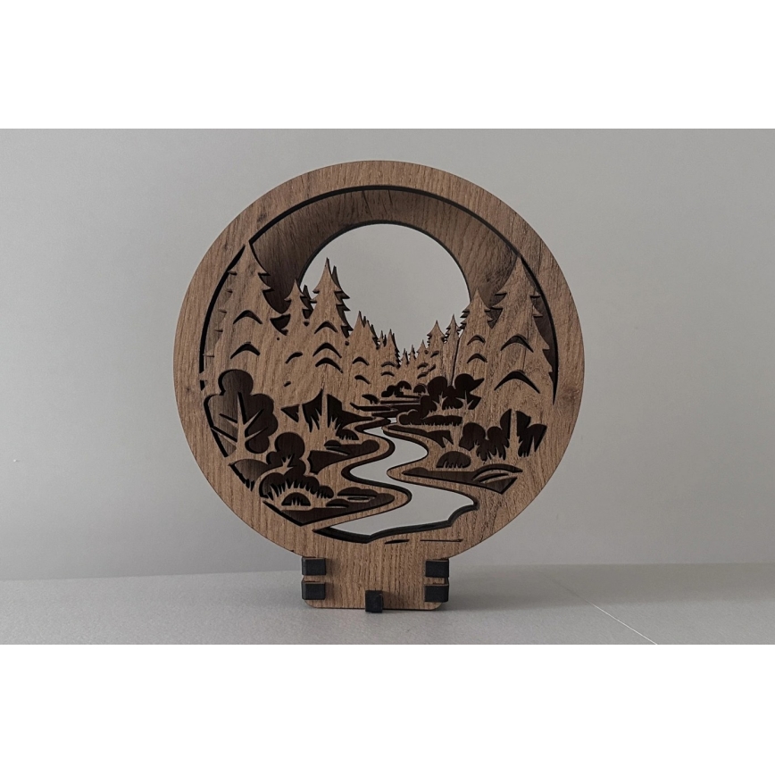 Li-Go 23580/DUB2 - Світлодіодний регульований настільний декоративний світильник LED/12W/230V 20x22 см дуб/у лісі