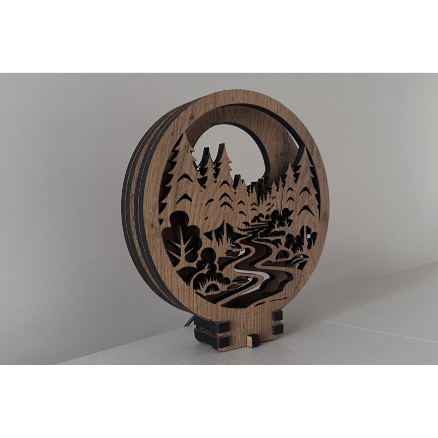 Li-Go 23580/DUB2 - Світлодіодний регульований настільний декоративний світильник LED/12W/230V 20x22 см дуб/у лісі