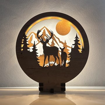 Li-Go 23592/DUB2 - Диммируемая настольная LED-декорация LED/12 Вт/230 В 20x22 см дуб/олень и лань