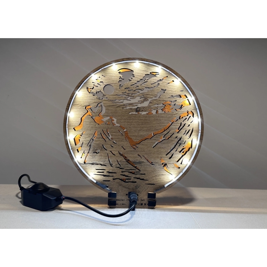 Li-Go 23595/DUB2 - Диммируемая настольная LED-декорация LED/12 Вт/230 В 20x22 см дуб/Медведи