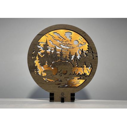 Li-Go 23595/DUB2 - LED-настільна декоративна лампа з регульованою яскравістю LED/12W/230V 20x22 cm дуб/Ведмеді