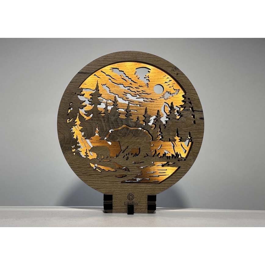 Li-Go 23595/DUB2 - LED-настільна декоративна лампа з регульованою яскравістю LED/12W/230V 20x22 cm дуб/Ведмеді