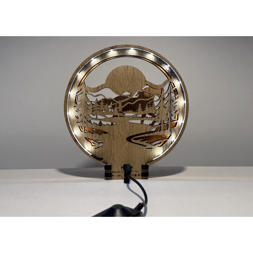 Li-Go 23598/DUB2 - Настільна декоративна LED-лампа з регулюванням яскравості LED/12W/230V 20x22 cm дуб/кінь